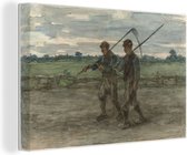 Canvas Schilderij Maaiers - Schilderij van Jozef Israëls - 120x80 cm - Wanddecoratie