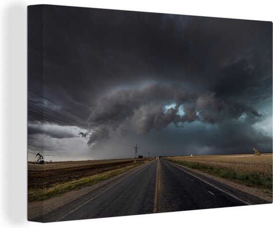 Tornado wolk over Texas Canvas 60x40 cm - Foto print op Canvas schilderij (Wanddecoratie)