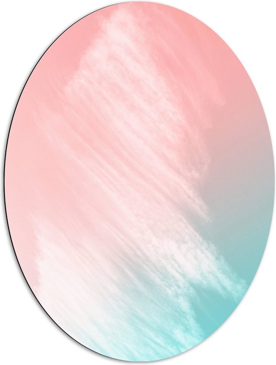 WallClassics - Dibond Ovaal - Abstracte Pastelvegen - 72x96 cm Foto op Ovaal (Met Ophangsysteem)