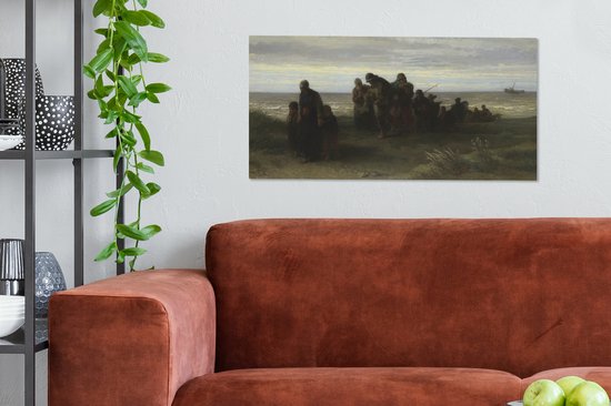 Peinture sur toile Pêcheurs avec un noyé - peinture de Jozef Israels - 80x40 cm - Décoration murale