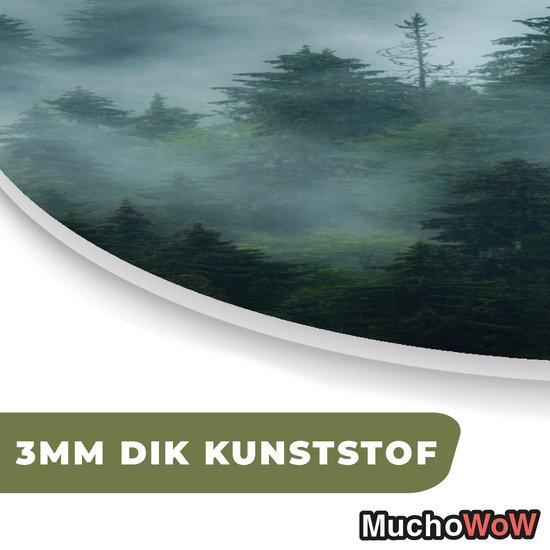 Wall Oval - Décoration murale Plastique - Peinture Ovale - Brouillard - Arbres - Forêt - 60x90 cm - Forme miroir ovale sur plastique