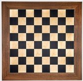Luxe schaakbord zwart en esdoorn 50 cm met walnoot rand - veldmaat 50 mm - maat 5