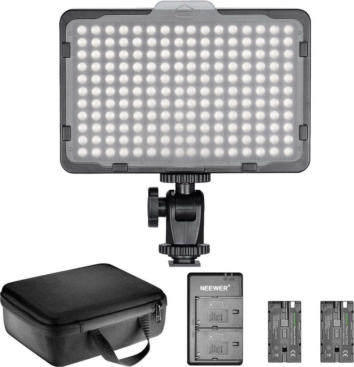 Bol.com Neewer® - Dimbare 176 LED videolamp verlichting kit - 176 LED Paneel 3200-5600K - 2 Stuks Oplaadbare Li-ion Batterij - U... aanbieding