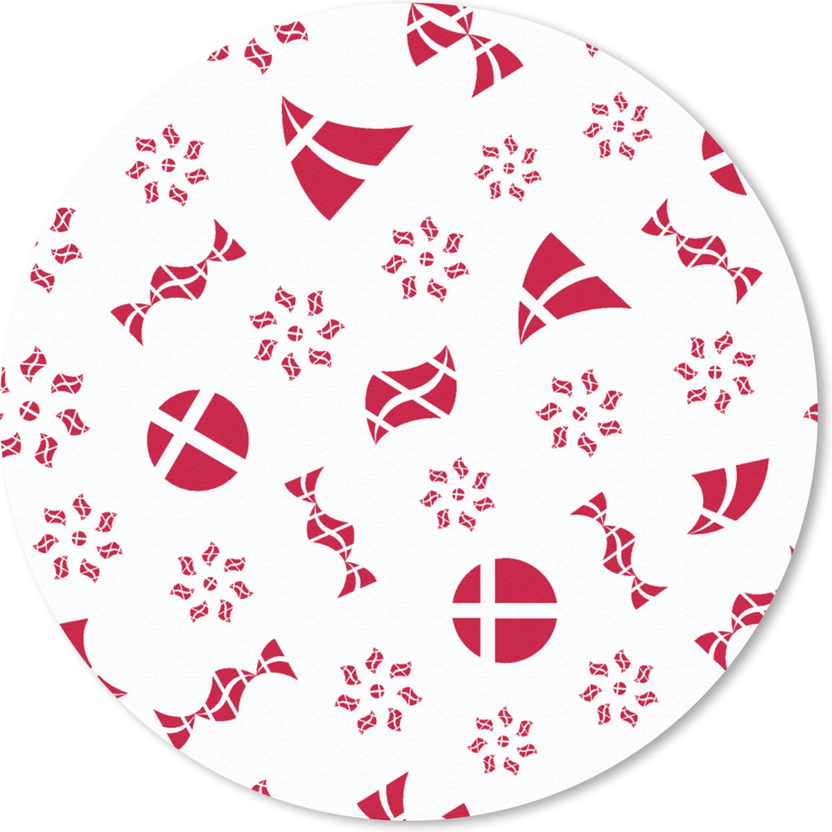 Muismat rond 40x40 cm - Mousepad Denemarken - Patronen - Rood - Ronde muismatten