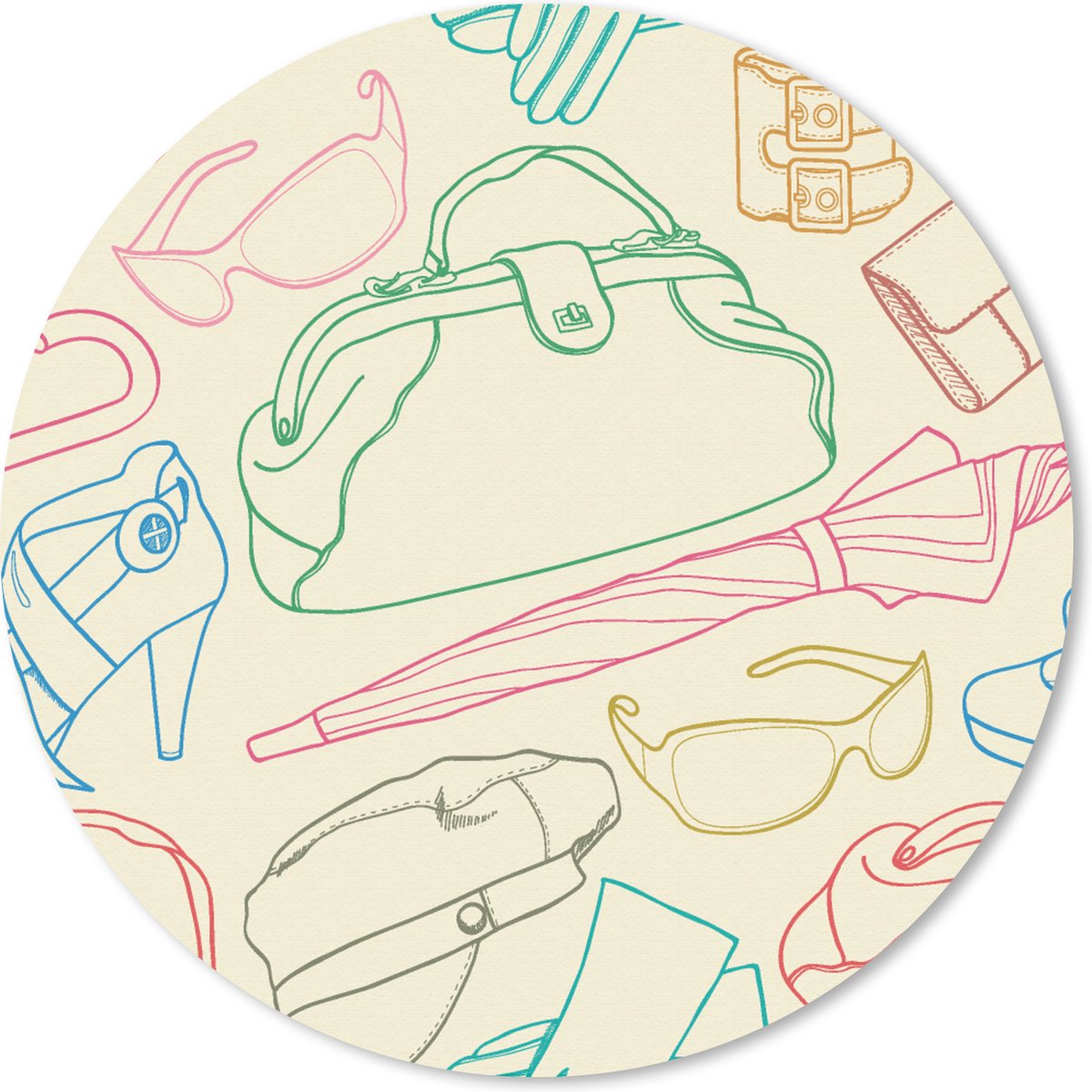 Muismat rond 20x20 cm - Mousepad Pastel - Tas - Kleren - Patronen - Ronde muismatten