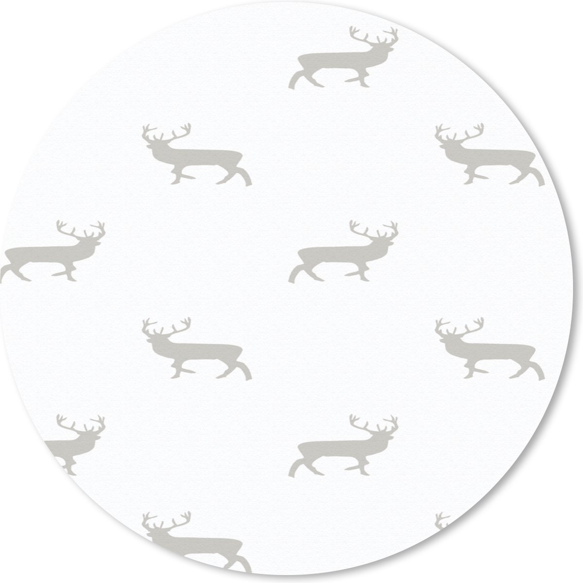 Muismat rond 20x20 cm - Mousepad Patronen - Hert - Wit - Ronde muismatten