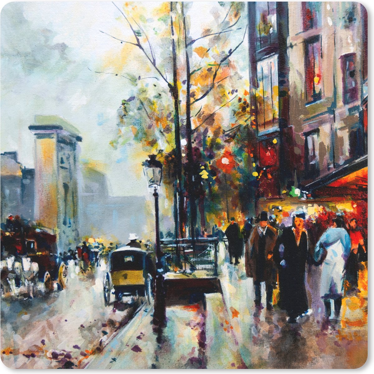 Muismat 30x30 cm - Mousepad Schilderij - Stad - Olieverf - Muismatten