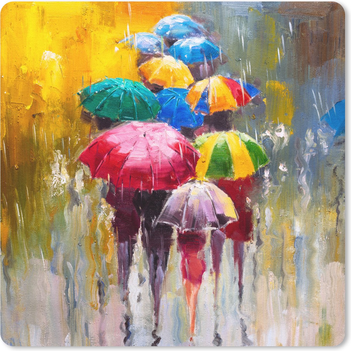 Muismat 20x20 cm - Mousepad Schilderij - Paraplu - Olieverf - Muismatten