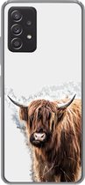 Geschikt voor Samsung Galaxy A53 5G hoesje - Schotse hooglander - Verf - Grijs - Siliconen Telefoonhoesje
