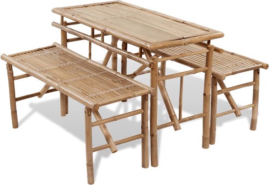 Table de 180 cm et 2 bancs pliants avec dossier en bois | Mobeventpro