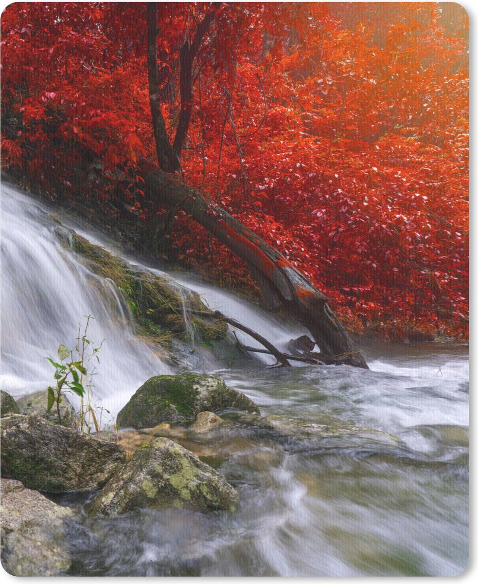 Muismat Groot - Waterval - Rotsen - Water - Herfst - 30x40 cm - Mousepad - Muismat