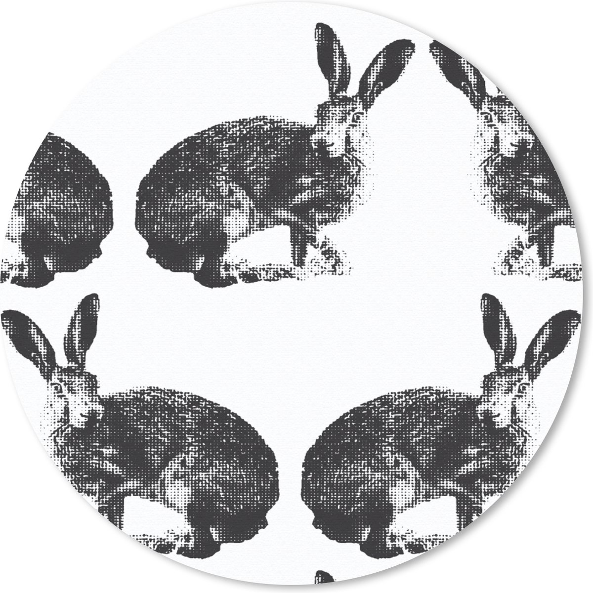 Muismat rond 20x20 cm - Mousepad Vintage - Design - Konijn - Dieren - Ronde muismatten