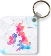 Sleutelhanger - Uitdeelcadeautjes - Engeland - Wereldkaart - Kleuren - Plastic