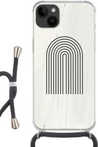 Geschikt voorApple Iphone 14 Plus - Crossbody Case - Verf - Regenboog - Zwart - Wit - Siliconen - Crossbody - Backcover met Koord - Telefoonhoesje met koord - Hoesje met touw