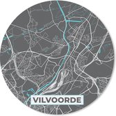 Muismat - Mousepad - Rond - Stadskaart – Grijs - Kaart – Vilvoorde – België – Plattegrond - 50x50 cm - Ronde muismat