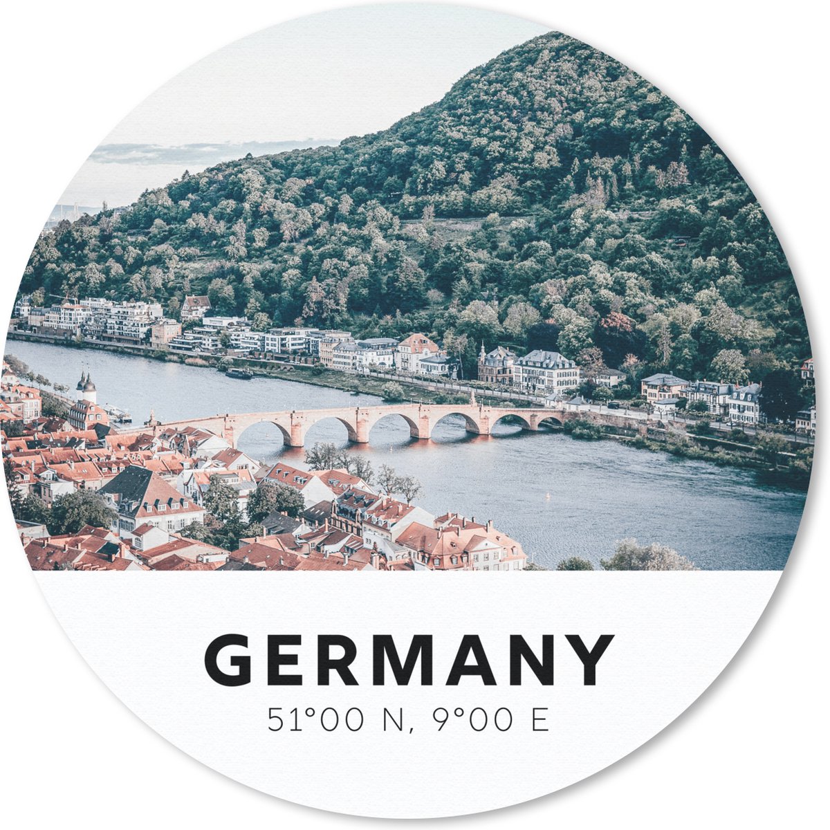 Muismat rond 20x20 cm - Mousepad Duitsland - Heidelberg - Zomer - Ronde muismatten