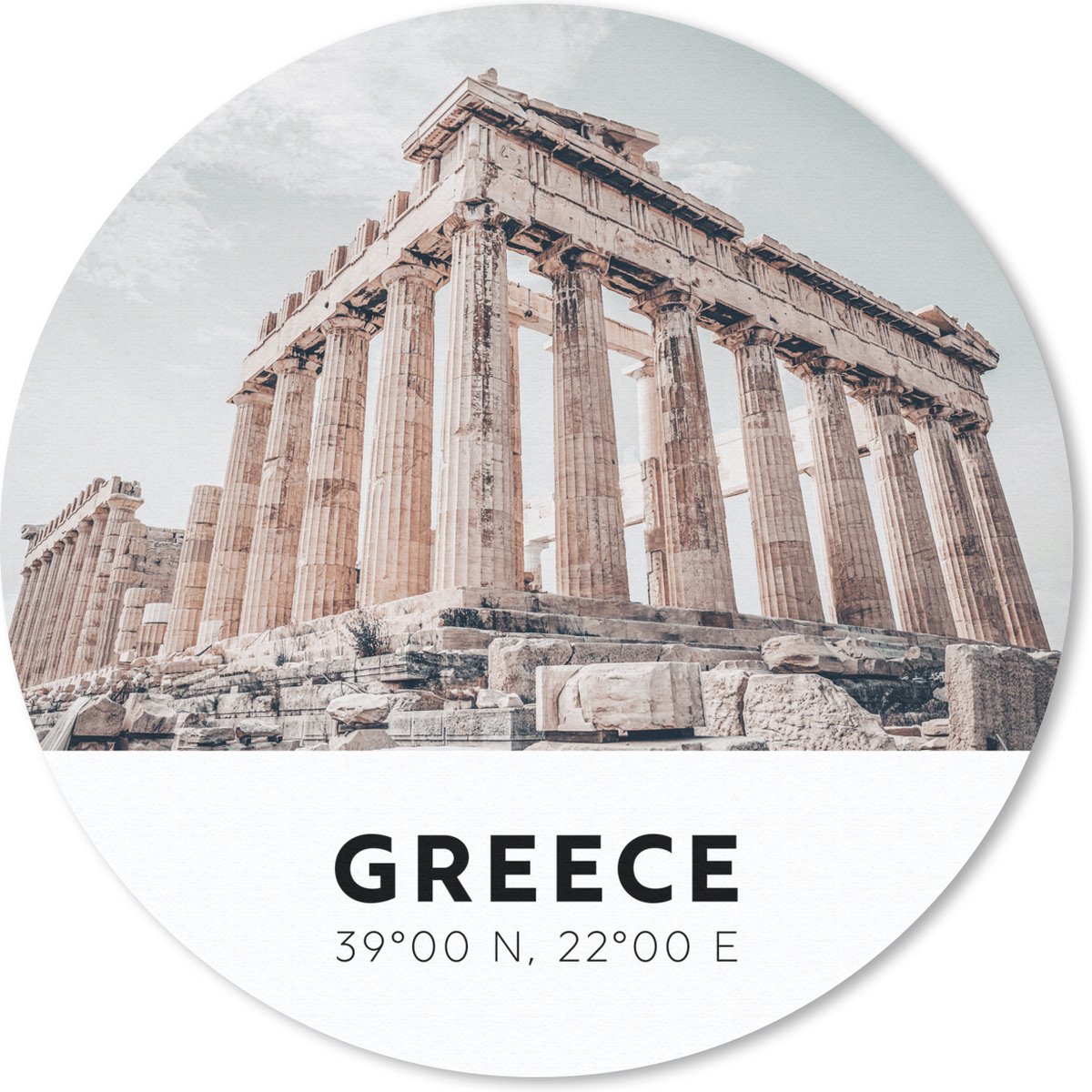Muismat rond 30x30 cm - Mousepad Griekenland - Athene - Tempel - Ronde muismatten