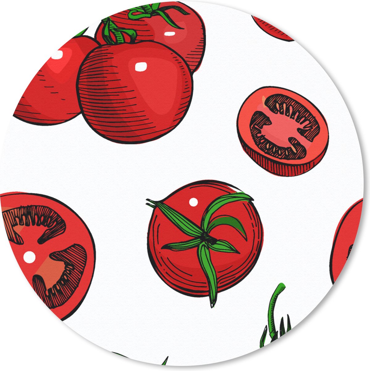 Muismat rond 30x30 cm - Mousepad Rood - Patronen - Tomaten - Ronde muismatten