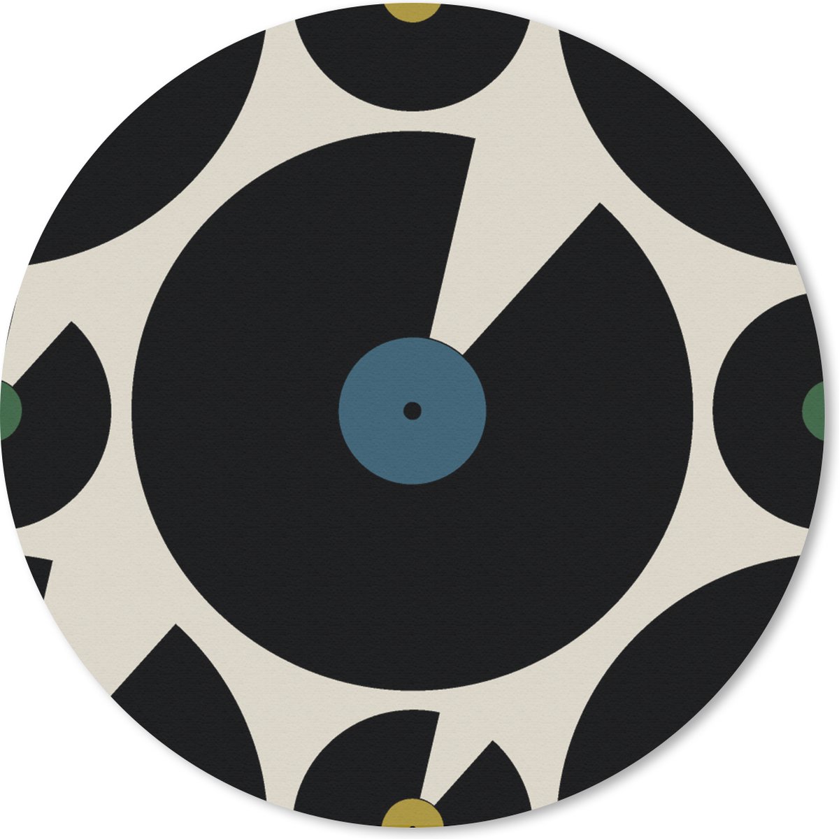 Muismat rond 40x40 cm - Mousepad Muziek - Platen - Patronen - Ronde muismatten