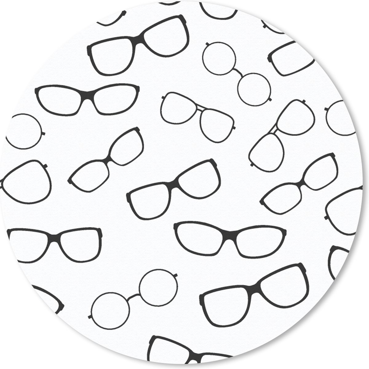 Muismat rond 40x40 cm - Mousepad Bril - Keuze - Patroon - Ronde muismatten
