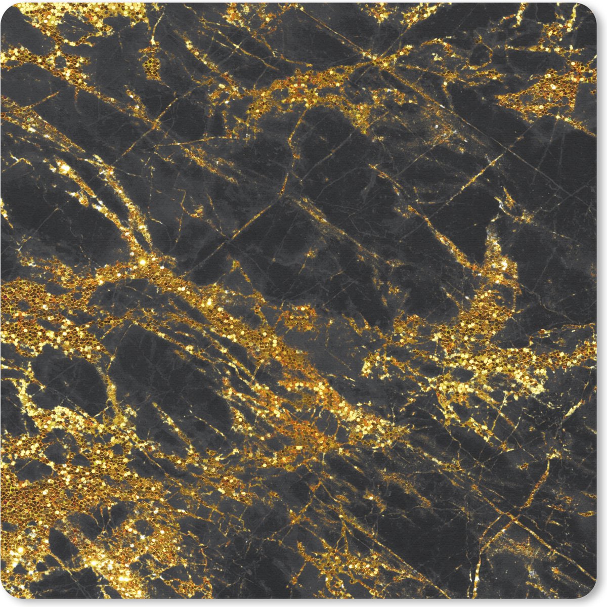 Muismat 30x30 cm - Mousepad Marmer - Goud - Zwart - Chic - Muismatten