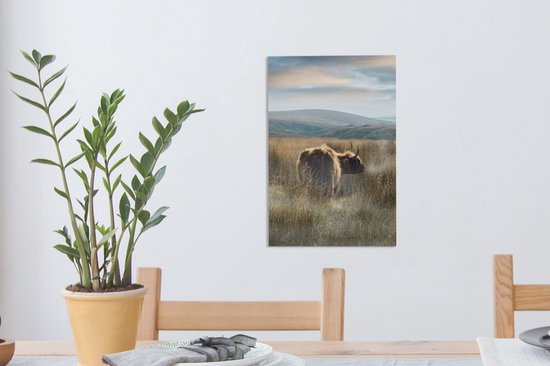 Peinture sur toile Highlanders écossais - Brouillard - Herbe - 20x30 cm - Décoration murale