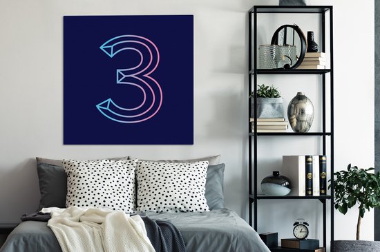Toile de contour numéro 3 2cm 90x90 cm - Tirage photo sur toile (Décoration murale salon / chambre)