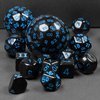 Afbeelding van het spelletje Genvi 15-delige Dobbelstenen Set | Zwart | Dice set voor D&D | Unieke dice set