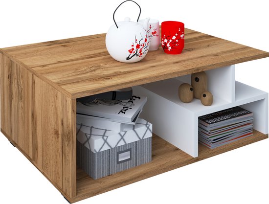 Homidea Karya Salontafel, sofatafel, woonkamertafel, bijzettafel in elegant en modern design (walnoot/marmer