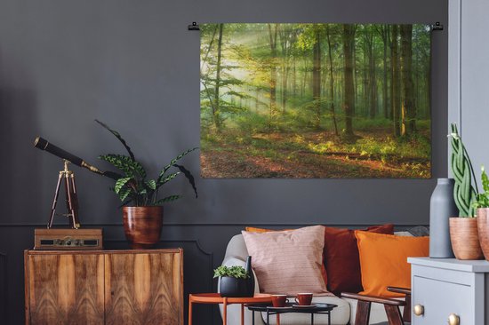 Tapisserie - Toile murale - Soleil - Forêt - Arbres - Nature - Automne - 150x100 cm - Tapisserie