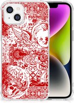 Telefoonhoesje Geschikt voor iPhone 14 Hippe Hoesjes met transparante rand Angel Skull Red