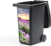 Container sticker Bloemen - Lavendel - Paars - Lucht - Zonsondergang - Weide - Natuur - 38x80 cm - Kliko sticker - Tuinspullen