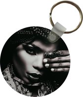 Sleutelhanger - Vrouw - Sieraden - Ring - Make up - Zwart - Wit - Ketting - Plastic - Rond - Uitdeelcadeautjes
