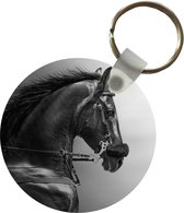 Sleutelhanger - Paarden - Zwart - Portret - Dieren - Plastic - Rond - Uitdeelcadeautjes