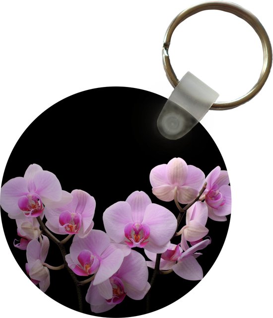Sleutelhanger - Orchidee - Bloemen - Roze - Flora - Plastic - Rond - Uitdeelcadeautjes