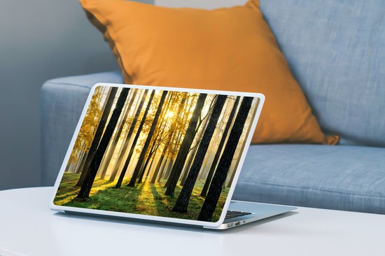Autocollant pour ordinateur portable - 12,3 pouces - Forêt - Soleil - Arbres - Herbe - Paysage - Nature - 30x22cm - Autocollants pour ordinateur portable - Skin pour ordinateur portable - Housse