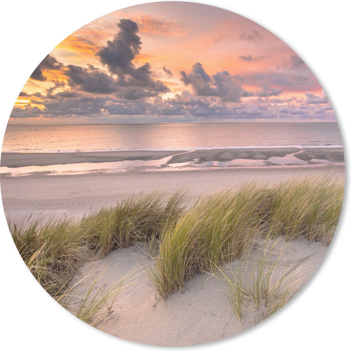 Muismat rond 50x50 cm - Mousepad Zonsondergang - Duin - Strand - Planten - Zee - Ronde muismatten
