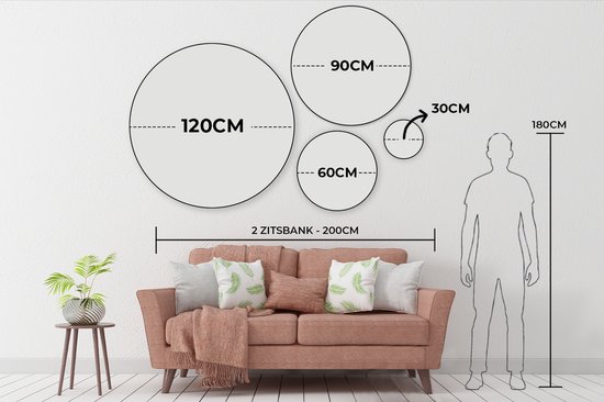 WallCircle® Wandcirkel 30x30 cm - Muurcirkel Goud - Verf - Abstract - Groen - Roze - Muurdecoratie woonkamer - Wanddecoratie slaapkamer - Kamer decoratie accessoires - Ronde schilderijen