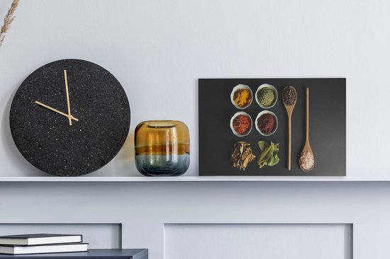 Toile Peinture Louche - Épices - Herbes - Vert - Marron - Rustique - 30x20 cm - Décoration murale