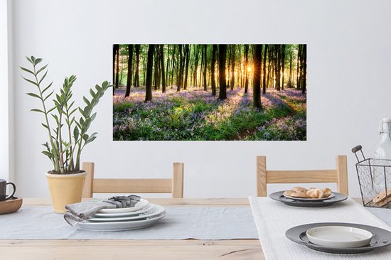 Stickers muraux - Sticker Foil - Forêt - Fleurs - Lavande - Soleil - Violet - Nature - 80x40 cm - Film Adhésif - Stickers muraux Chambre Enfant - Papier Peint Autocollant