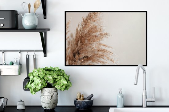 Cadre photo avec affiche - Herbe - Plantes - Nature - Herbe de la pampa - 60x40 cm - Cadre pour affiche - Décorations de Noël - Décoration de Noël pour l'intérieur - Noël