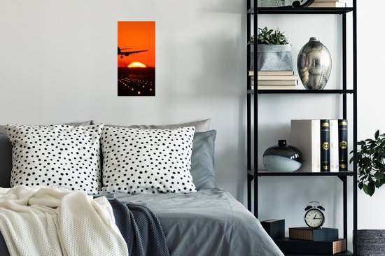 Affiche Sunset - Avion - Oranje - Soleil - 20x40 cm