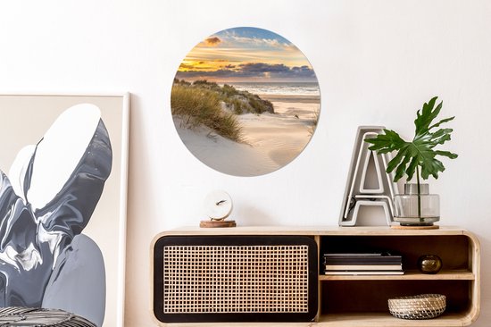 Cercle mural - Cercle mural - Décoration murale ronde - Tableau rond - Plastique - Plage - Mer - Soleil - Dune - Décoration murale ronde - 60x60 cm - Tableaux ronds