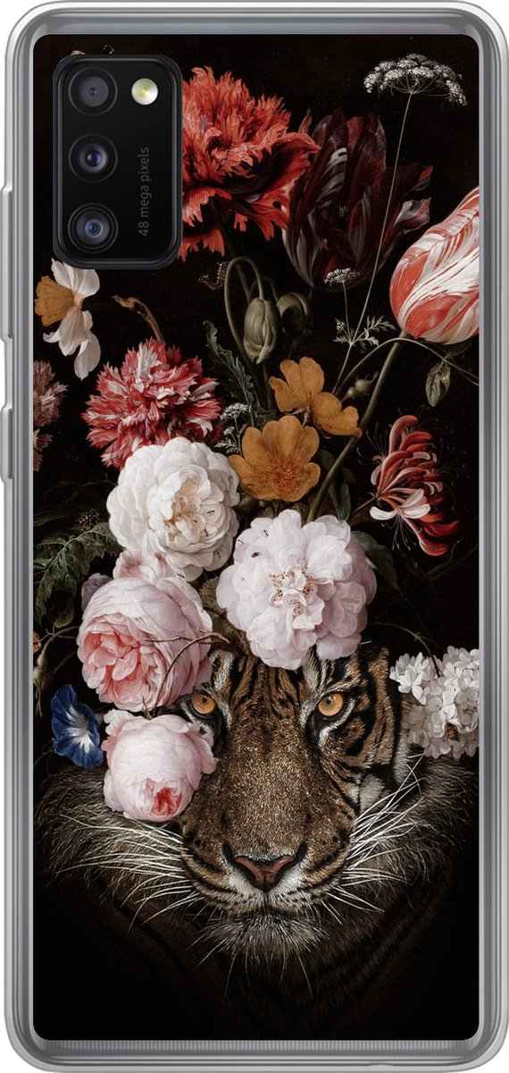 Telefoonhoesje Geschikt voor Samsung Galaxy A41 hoesje - Bloemen - Jan Davidsz de Heem - Tijger - Schilderij - Stilleven - Oude meesters - Siliconen Telefoonhoesje Telefoonhoesje
