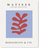 Muismat Groot - Matisse - Blad - Rood - Blauw - Abstract - 30x40 cm - Mousepad - Muismat