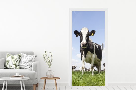 Sticker pour porte Vaches - Herbe - Animaux - Soleil - Ferme - 75x205 cm - Affiche de porte