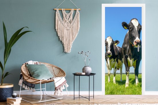 Sticker pour porte Vaches - Pâturage - Herbe - Animaux - Ferme - 95x215 cm - Affiche de porte