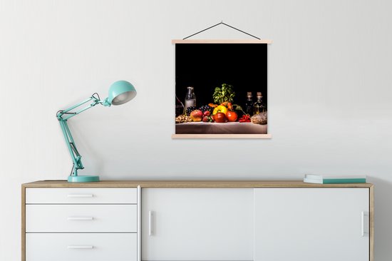 Porte-affiche avec affiche - Affiche scolaire - Nature morte - Nourriture - Boisson - Fruit - Zwart - 90x90 cm - Lattes vierges