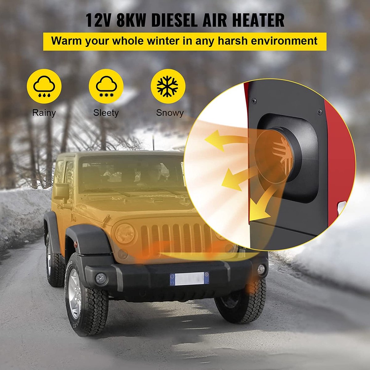 VEVOR Chauffage à air diesel 8 kW, contrôle par application Bluetooth,  chauffage diesel tout-en-un avec réglage automatique de l'altitude,  télécommande et écran LCD, chauffage de stationnement : : Auto