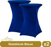 Statafelrok Blauw 80 cm per 2 - Alora tafelrok voor statafel - Statafelhoes - Bruiloft - Cocktailparty - Stretch Rok - Set van 2
